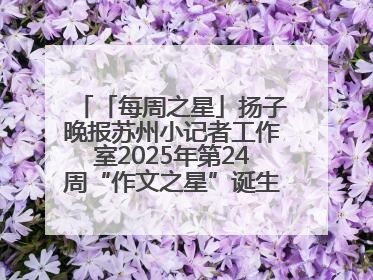 「每周之星」扬子晚报苏州小记者工作室2025年第24周“作文之星”诞生啦，快来领奖