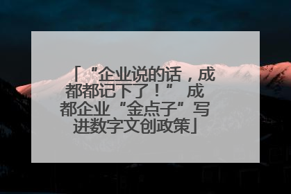 “企业说的话，成都都记下了！” 成都企业“金点子”写进数字文创政策
