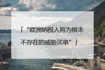 “欧洲纳税人将为根本不存在的威胁买单”