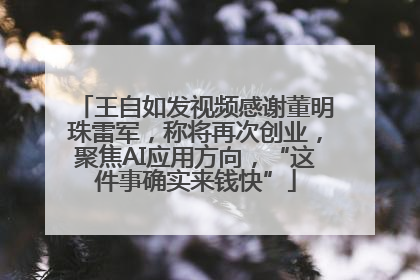 王自如发视频感谢董明珠雷军，称将再次创业，聚焦AI应用方向，“这件事确实来钱快”