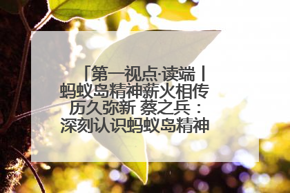 第一视点·读端丨蚂蚁岛精神薪火相传历久弥新 蔡之兵：深刻认识蚂蚁岛精神的“精气神”