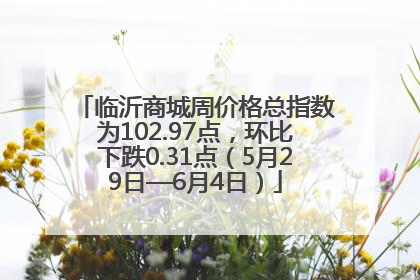 临沂商城周价格总指数为102.97点，环比下跌0.31点（5月29日—6月4日）