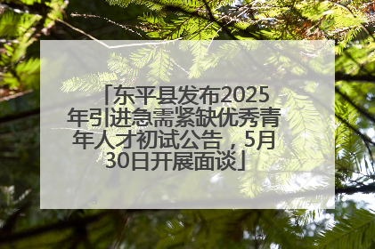 东平县发布2025年引进急需紧缺优秀青年人才初试公告，5月30日开展面谈