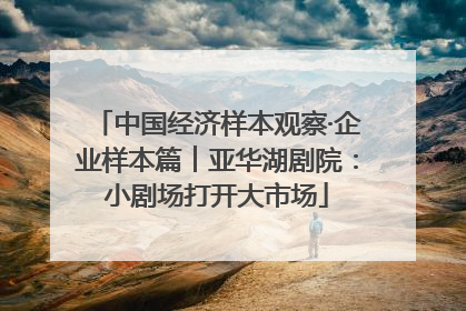中国经济样本观察·企业样本篇︱亚华湖剧院：小剧场打开大市场