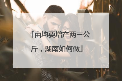亩均要增产两三公斤，湖南如何做