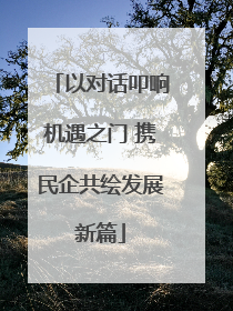 以对话叩响机遇之门 携民企共绘发展新篇