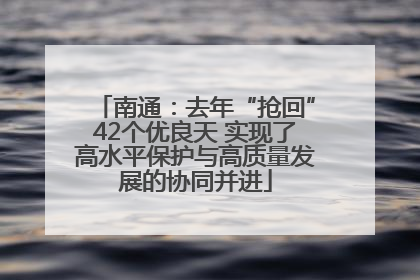 南通：去年“抢回”42个优良天 实现了高水平保护与高质量发展的协同并进