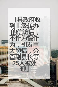 县政府收到上级转办的信访后，不作为慢作为，引发重大舆情，分管副县长等25人被处理
