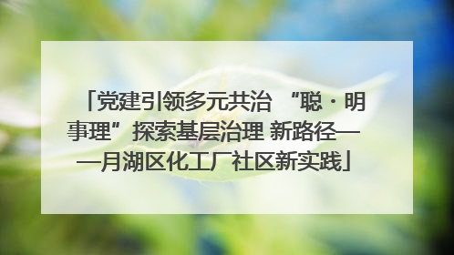 党建引领多元共治 “聪・明事理”探索基层治理 新路径——月湖区化工厂社区新实践