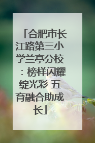 合肥市长江路第三小学兰亭分校：榜样闪耀绽光彩 五育融合助成长