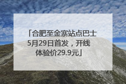 合肥至金寨站点巴士5月29日首发，开线体验价29.9元