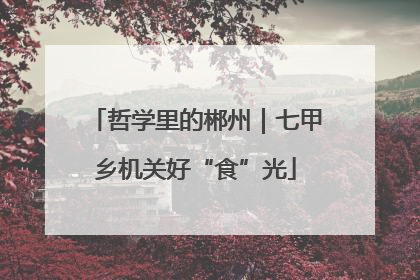 哲学里的郴州｜七甲乡机关好“食”光