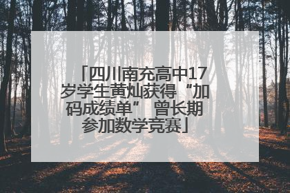 四川南充高中17岁学生黄灿获得“加码成绩单” 曾长期参加数学竞赛