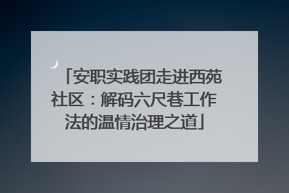 安职实践团走进西苑社区：解码六尺巷工作法的温情治理之道