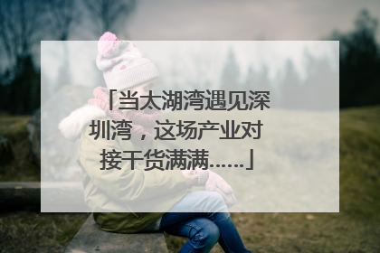 当太湖湾遇见深圳湾，这场产业对接干货满满……