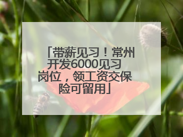 带薪见习！常州开发6000见习岗位，领工资交保险可留用