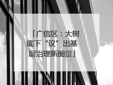 广信区：大树底下“议”出基层治理新图景
