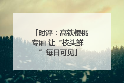 时评：高铁樱桃专厢 让“枝头鲜”每日可见