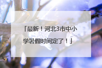 最新！河北3市中小学暑假时间定了！