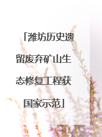 潍坊历史遗留废弃矿山生态修复工程获国家示范