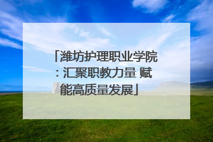潍坊护理职业学院：汇聚职教力量 赋能高质量发展