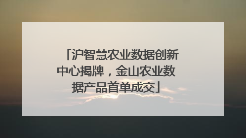 沪智慧农业数据创新中心揭牌，金山农业数据产品首单成交