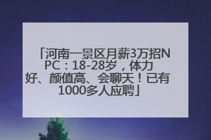 河南一景区月薪3万招NPC：18-28岁，体力好、颜值高、会聊天！已有1000多人应聘