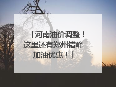 河南油价调整！这里还有郑州错峰加油优惠！