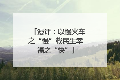 漫评：以慢火车之“慢”载民生幸福之“快”
