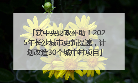 获中央财政补助！2025年长沙城市更新提速，计划改造30个城中村项目