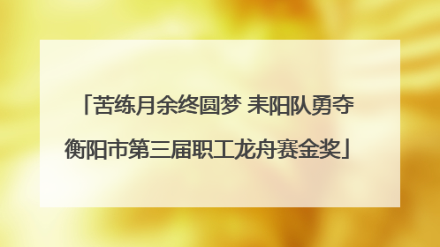 苦练月余终圆梦 耒阳队勇夺衡阳市第三届职工龙舟赛金奖