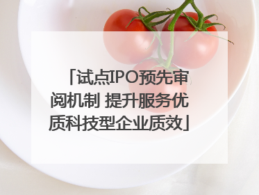 试点IPO预先审阅机制 提升服务优质科技型企业质效