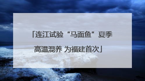 连江试验“马面鱼”夏季高温混养 为福建首次