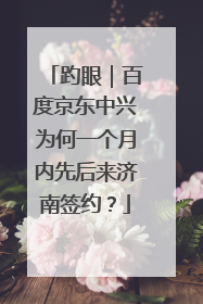 趵眼｜百度京东中兴为何一个月内先后来济南签约？