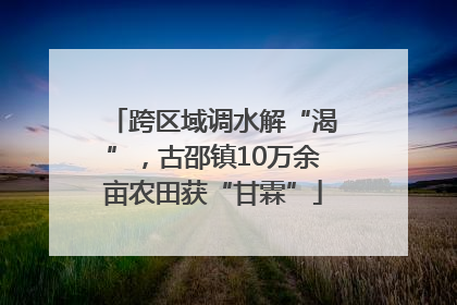 跨区域调水解“渴”，古邵镇10万余亩农田获“甘霖”