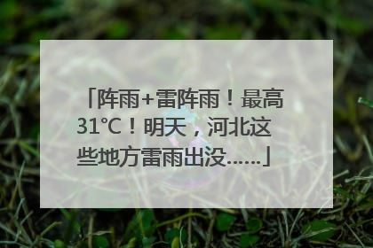 阵雨+雷阵雨！最高31℃！明天，河北这些地方雷雨出没……