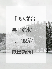 飞天茅台再“跳水”，“蛇茅”跌出新低