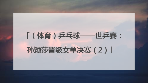 （体育）乒乓球——世乒赛：孙颖莎晋级女单决赛（2）