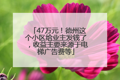 47万元！德州这个小区给业主发钱了，收益主要来源于电梯广告费等
